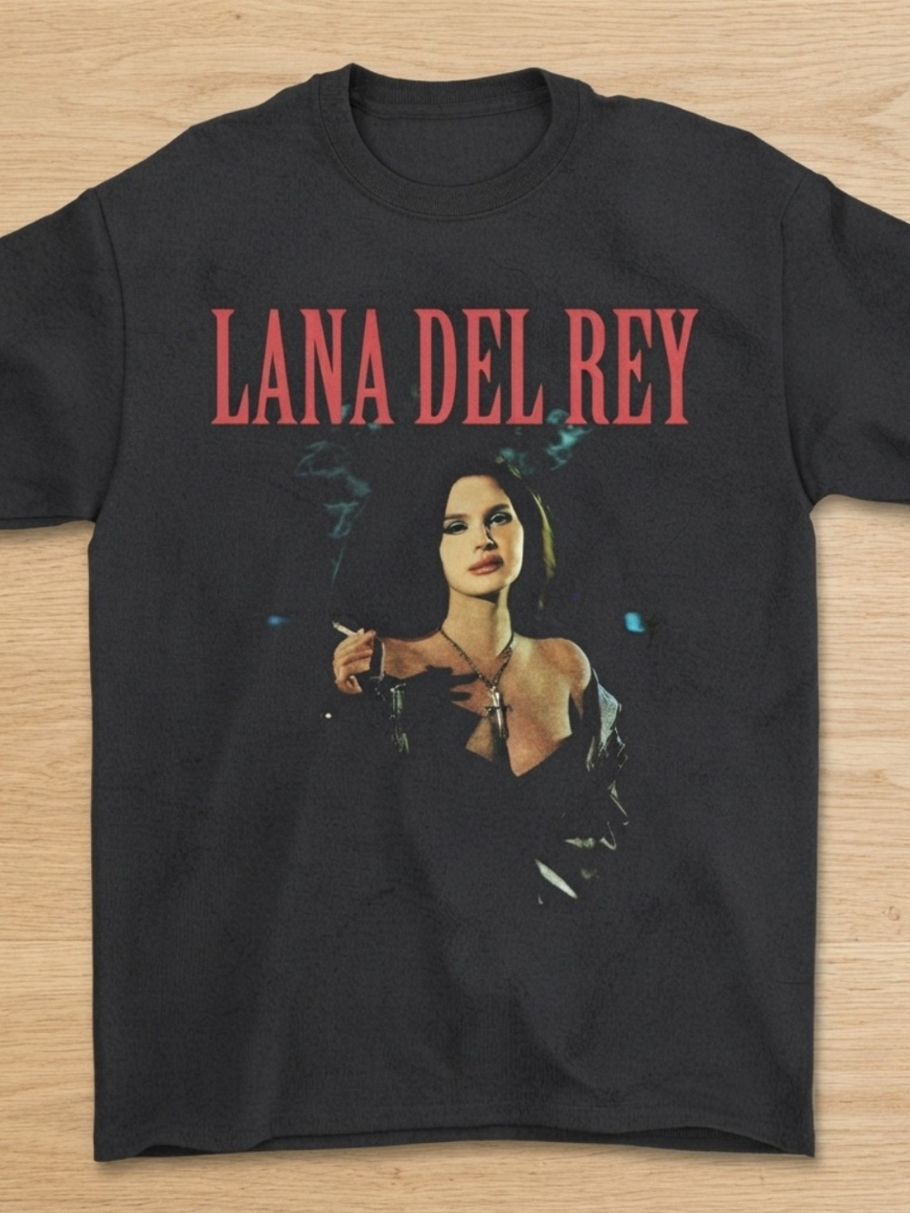 Gildan Black Lana Del Rey Graphic Tee with Red Text